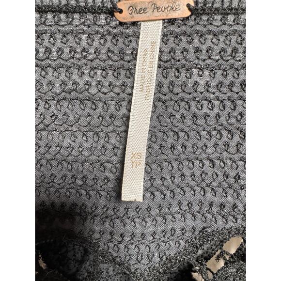 Free People Black Lace/Mesh/Beaded Long Sleeve Tunic/Mini Dress Size XS NWOT - Picture 5 of 5